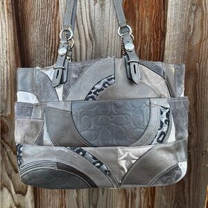 Coach Patchwork Signature Grey Suede Shoulder Purse Y2K Vintage 00’s Rare
